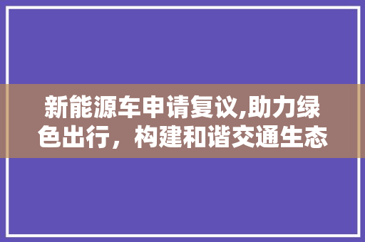 新能源车申请复议,助力绿色出行，构建和谐交通生态