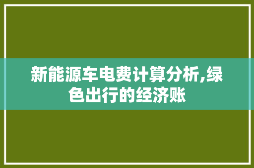 新能源车电费计算分析,绿色出行的经济账