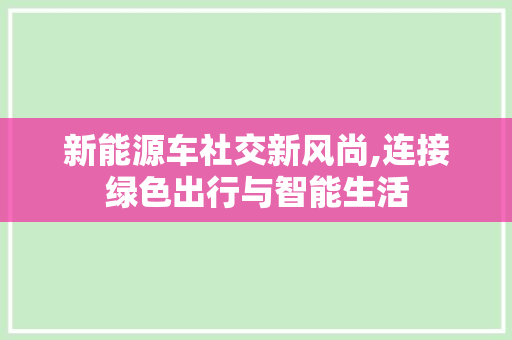 新能源车社交新风尚,连接绿色出行与智能生活