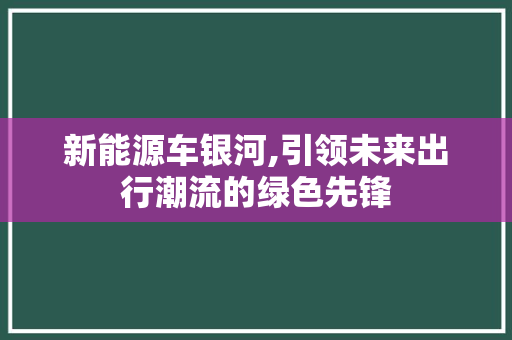 新能源车银河,引领未来出行潮流的绿色先锋