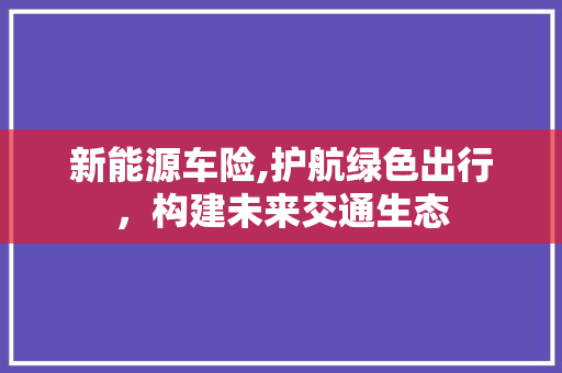 新能源车险,护航绿色出行，构建未来交通生态