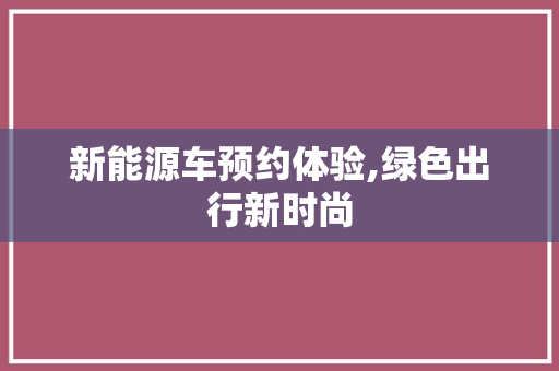 新能源车预约体验,绿色出行新时尚