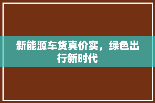 新能源车货真价实，绿色出行新时代