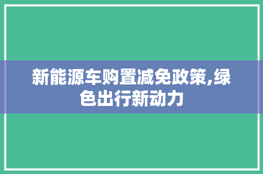 新能源车购置减免政策,绿色出行新动力