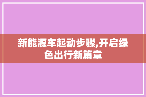 新能源车起动步骤,开启绿色出行新篇章