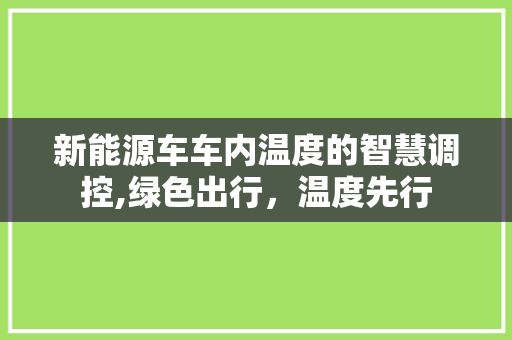 新能源车车内温度的智慧调控,绿色出行，温度先行