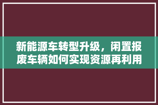 新能源车转型升级，闲置报废车辆如何实现资源再利用