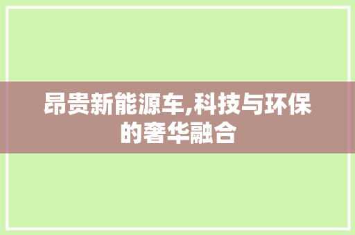 昂贵新能源车,科技与环保的奢华融合