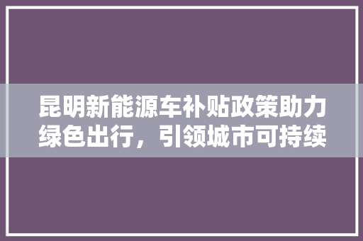 昆明新能源车补贴政策助力绿色出行，引领城市可持续发展新篇章