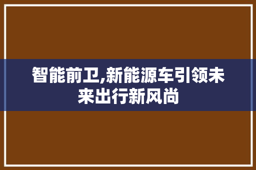 智能前卫,新能源车引领未来出行新风尚