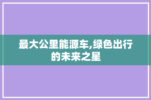 最大公里能源车,绿色出行的未来之星