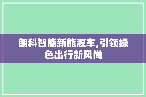 朗科智能新能源车,引领绿色出行新风尚