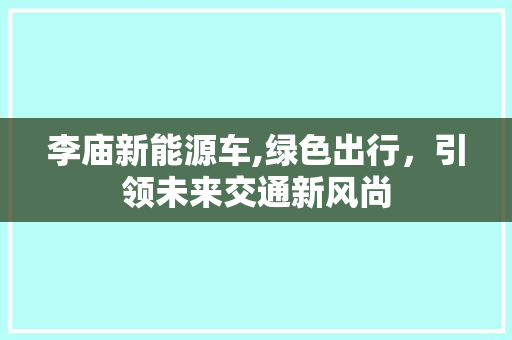 李庙新能源车,绿色出行，引领未来交通新风尚