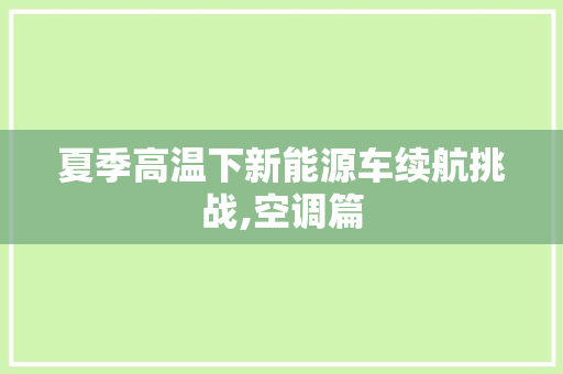 夏季高温下新能源车续航挑战,空调篇