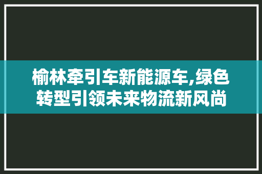 榆林牵引车新能源车,绿色转型引领未来物流新风尚