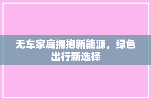 无车家庭拥抱新能源，绿色出行新选择