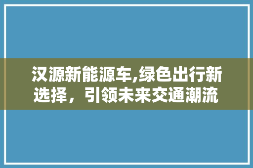 汉源新能源车,绿色出行新选择，引领未来交通潮流