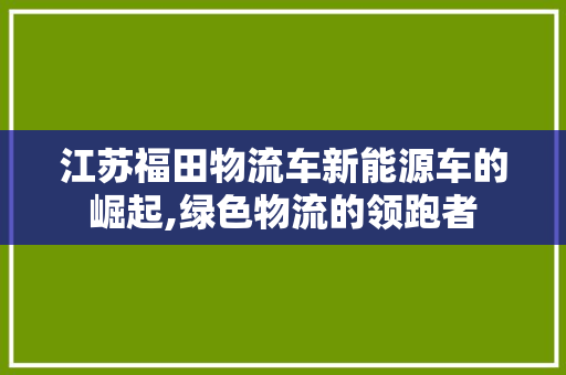 江苏福田物流车新能源车的崛起,绿色物流的领跑者