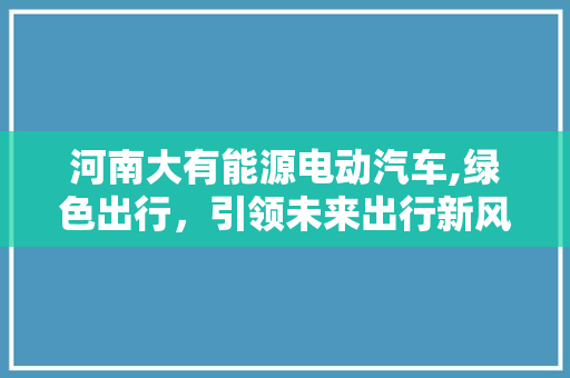河南大有能源电动汽车,绿色出行，引领未来出行新风尚