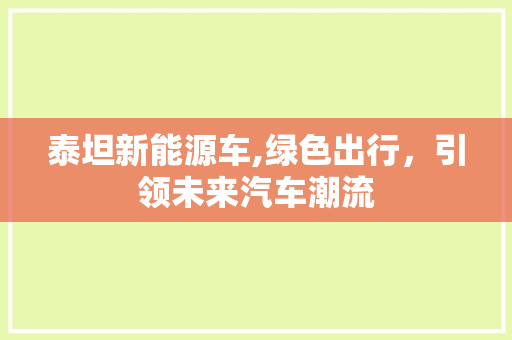 泰坦新能源车,绿色出行，引领未来汽车潮流