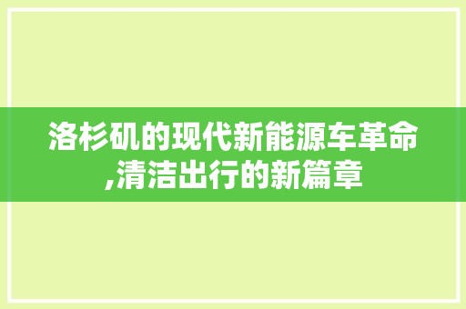 洛杉矶的现代新能源车革命,清洁出行的新篇章