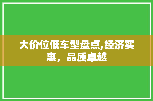 大价位低车型盘点,经济实惠，品质卓越