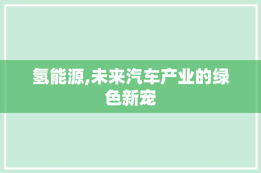氢能源,未来汽车产业的绿色新宠