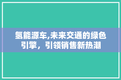 氢能源车,未来交通的绿色引擎，引领销售新热潮