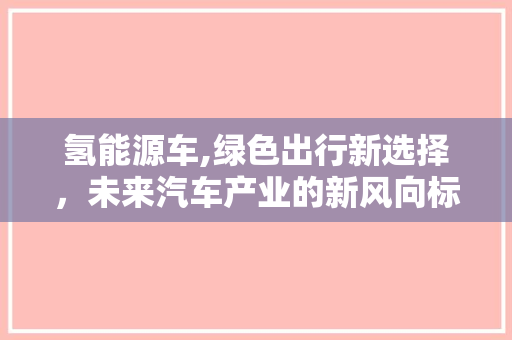 氢能源车,绿色出行新选择，未来汽车产业的新风向标