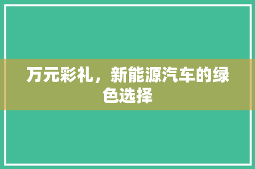 万元彩礼，新能源汽车的绿色选择