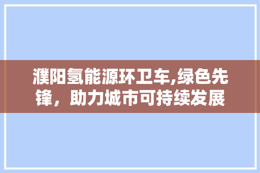 濮阳氢能源环卫车,绿色先锋，助力城市可持续发展