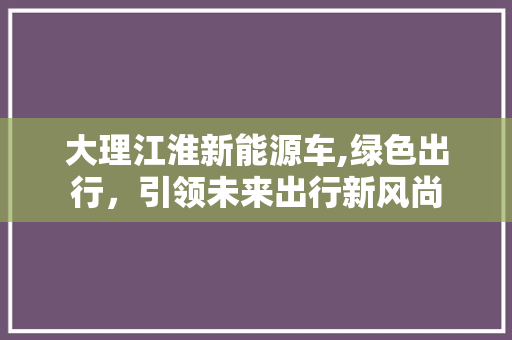 大理江淮新能源车,绿色出行，引领未来出行新风尚