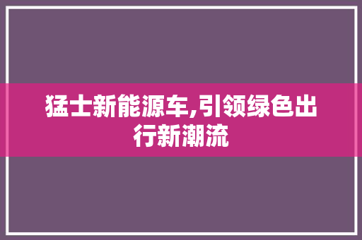 猛士新能源车,引领绿色出行新潮流