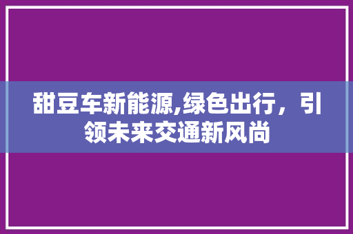 甜豆车新能源,绿色出行，引领未来交通新风尚