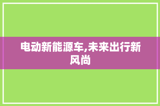 电动新能源车,未来出行新风尚