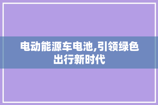 电动能源车电池,引领绿色出行新时代