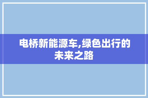 电桥新能源车,绿色出行的未来之路