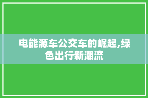 电能源车公交车的崛起,绿色出行新潮流
