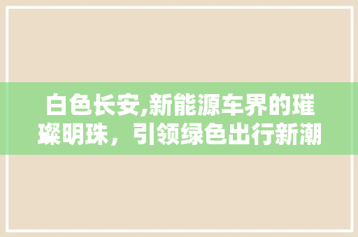 白色长安,新能源车界的璀璨明珠，引领绿色出行新潮流