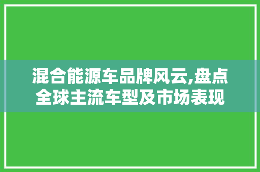 混合能源车品牌风云,盘点全球主流车型及市场表现