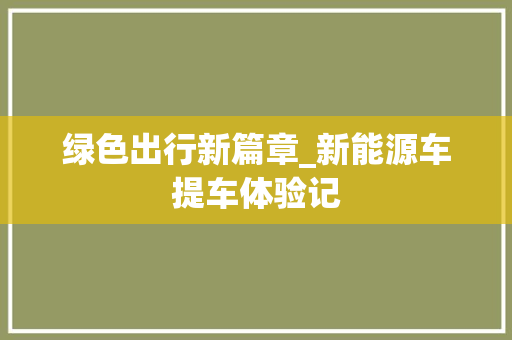 绿色出行新篇章_新能源车提车体验记