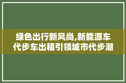 绿色出行新风尚,新能源车代步车出租引领城市代步潮流