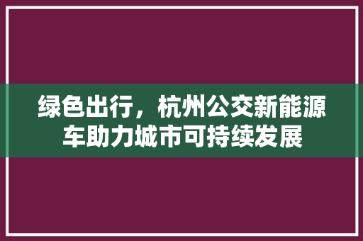 绿色出行，杭州公交新能源车助力城市可持续发展