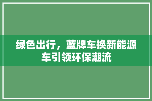 绿色出行，蓝牌车换新能源车引领环保潮流