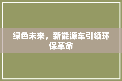 绿色未来，新能源车引领环保革命