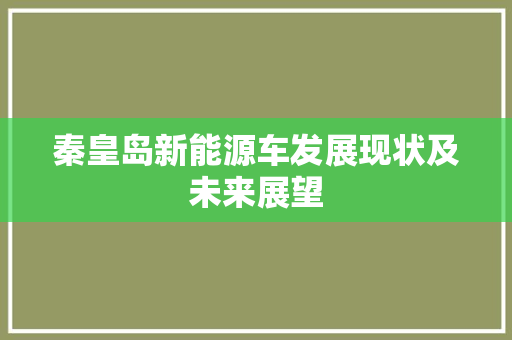 秦皇岛新能源车发展现状及未来展望