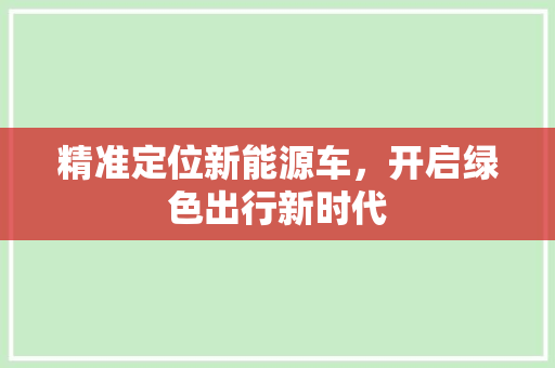精准定位新能源车，开启绿色出行新时代