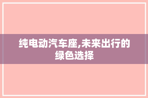 纯电动汽车座,未来出行的绿色选择