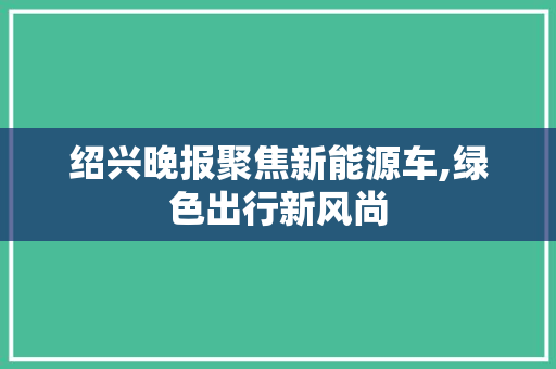 绍兴晚报聚焦新能源车,绿色出行新风尚