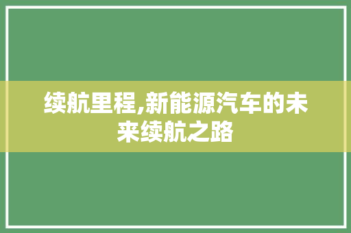 续航里程,新能源汽车的未来续航之路
